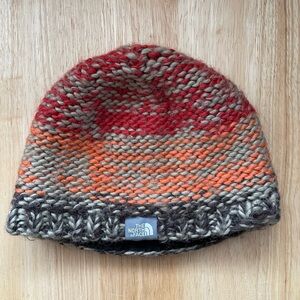 The North Face Red and Orange Knit Beanie